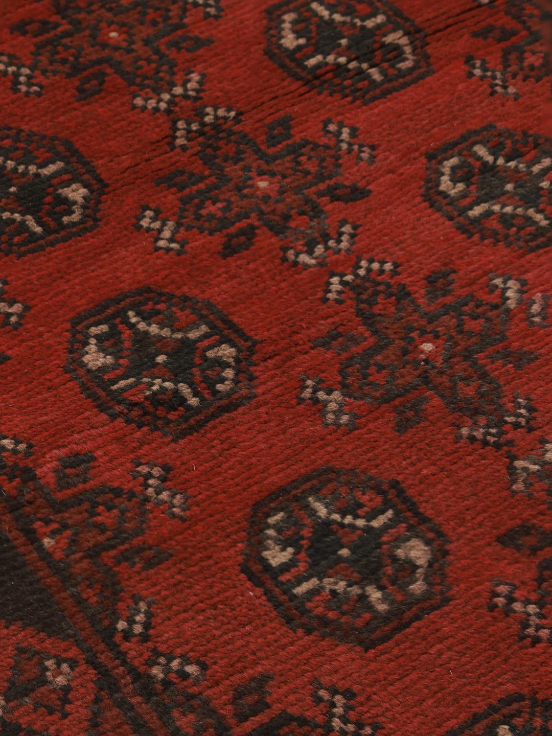 Tapis couloir en laine fait main d Afghanistan en rouge foncé