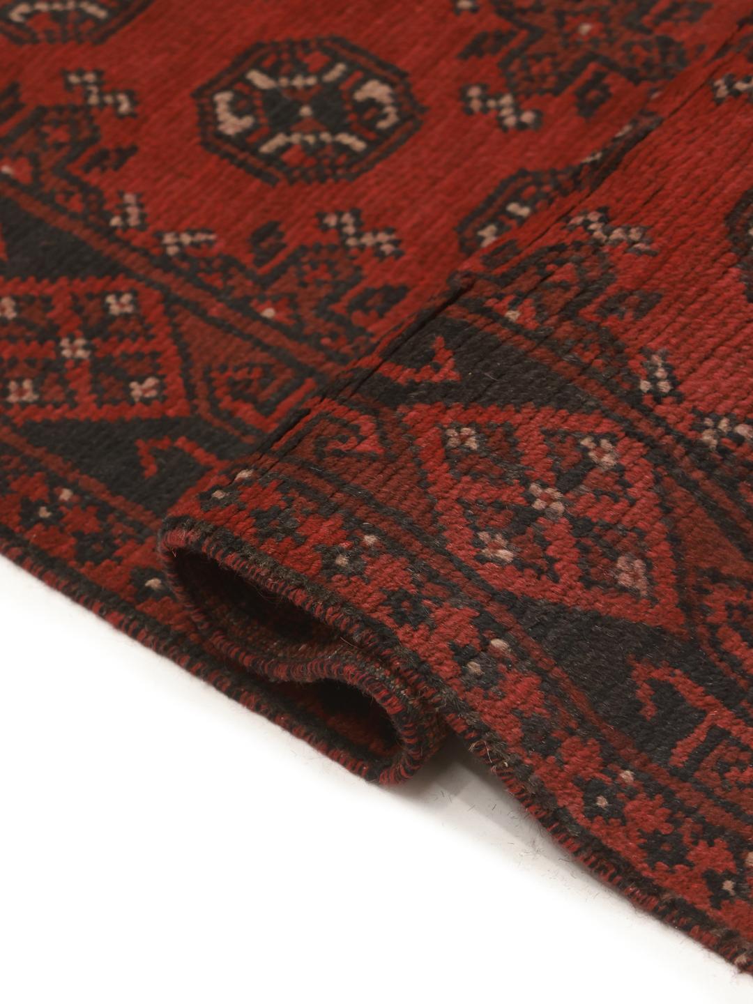 Tapis couloir en laine fait main d Afghanistan en rouge foncé