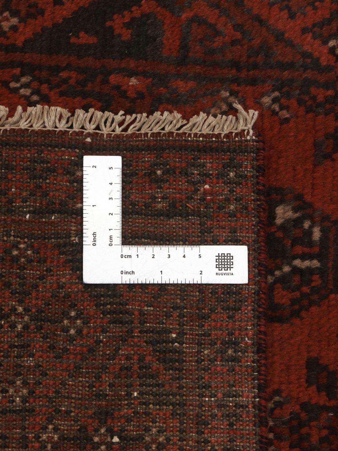 Tapis couloir en laine fait main d Afghanistan en rouge foncé