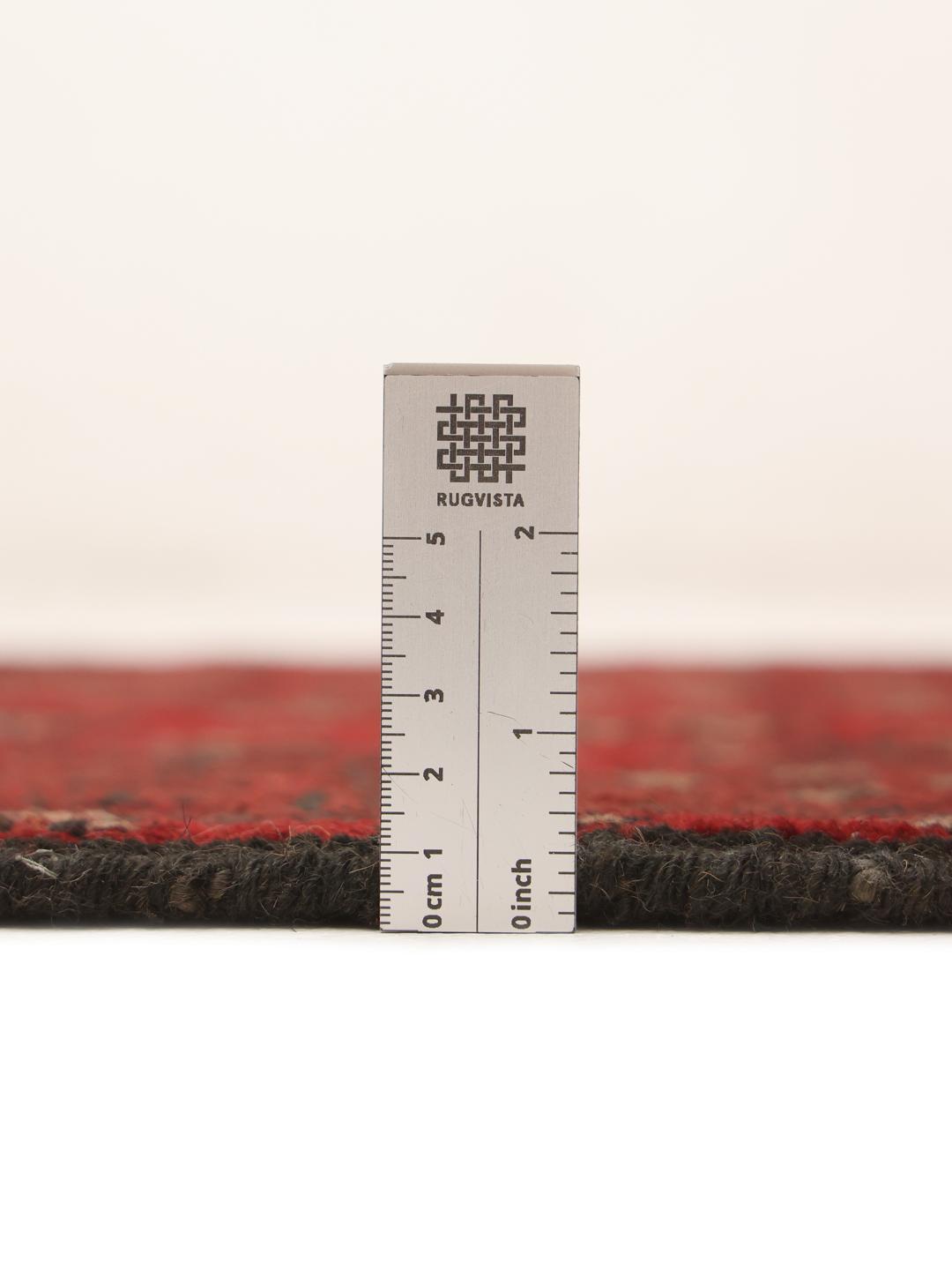 Tapis couloir Afghan Fine noué à la main en rouge foncé et noir