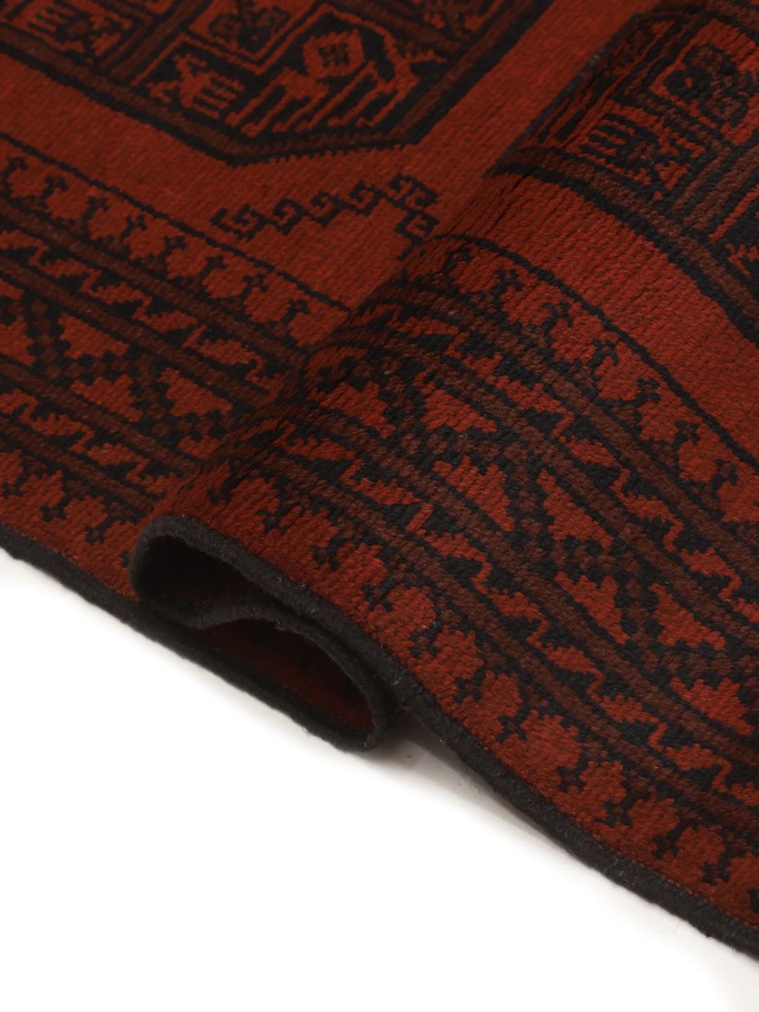 Tapis de couloir afghan Akhche d'Afghanistan en rouge