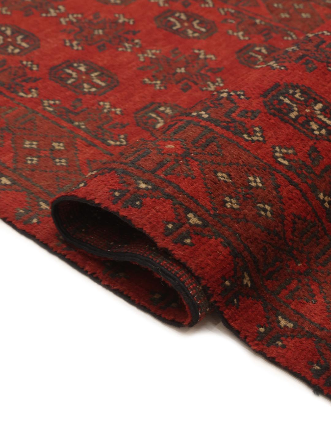 Tapis couloir Afghan Fine noué à la main en rouge foncé