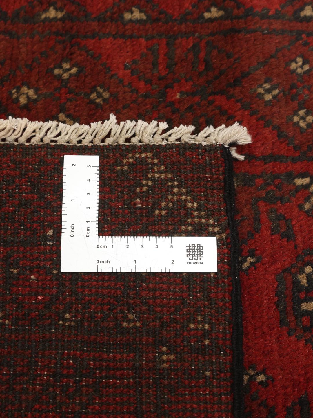 Tapis couloir Afghan Fine noué à la main en rouge foncé