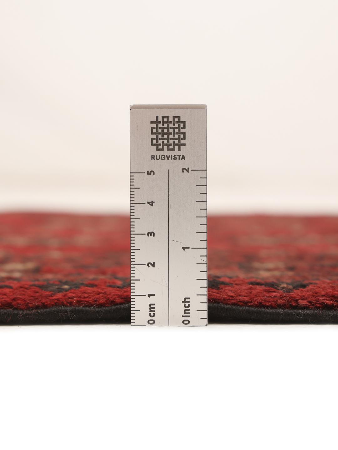 Hand-knotted Afghan runner rug in dark-red and dark-grey