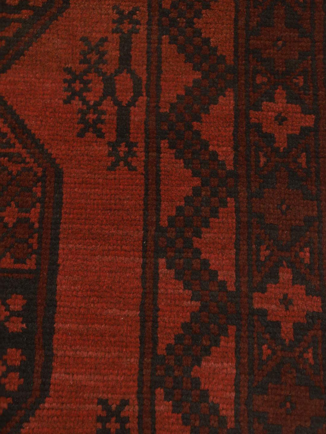Tapis de couloir en laine rouge foncé noué à la main d'Afghanistan