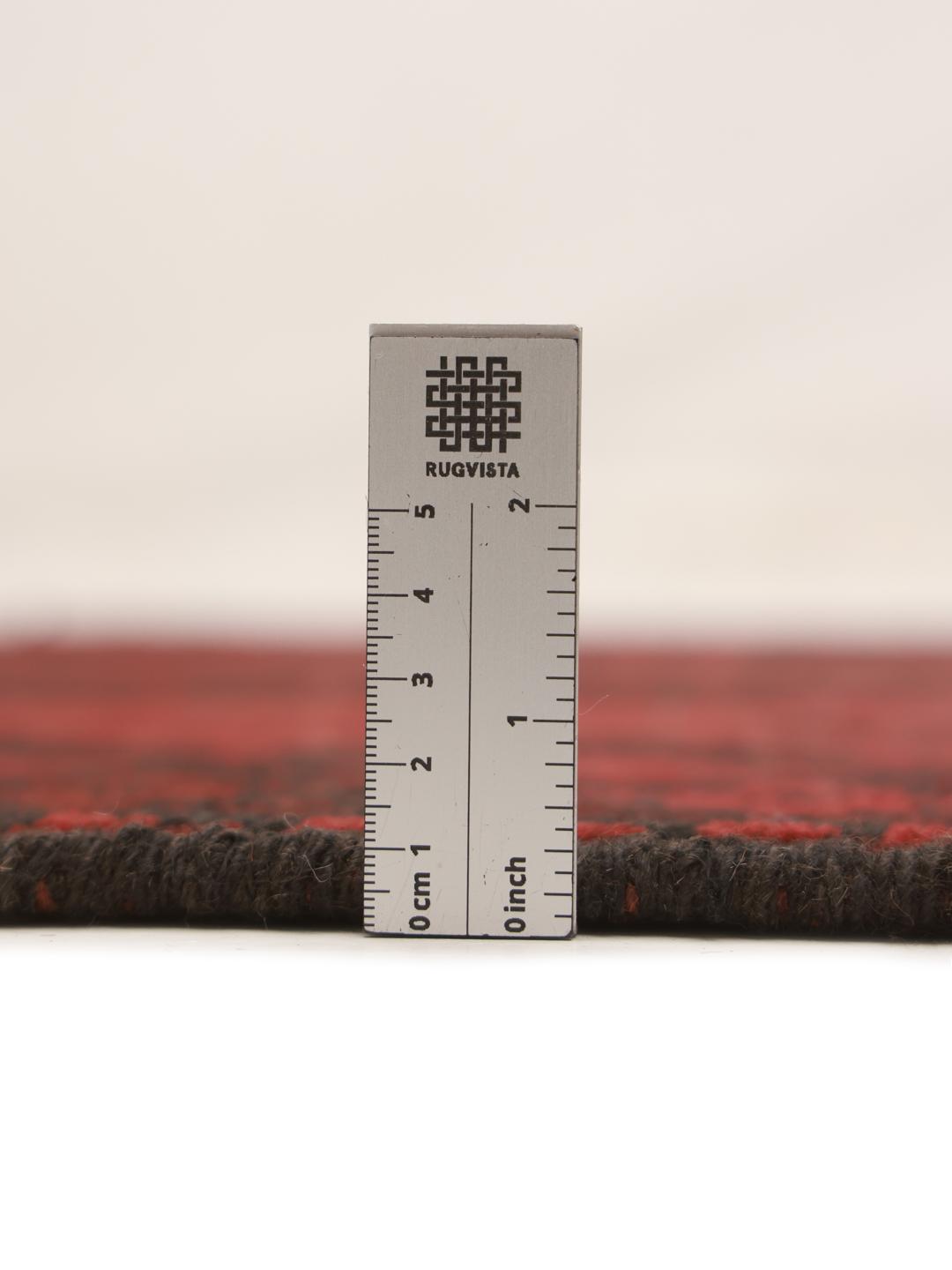 Tapis de couloir en laine rouge foncé noué à la main d'Afghanistan
