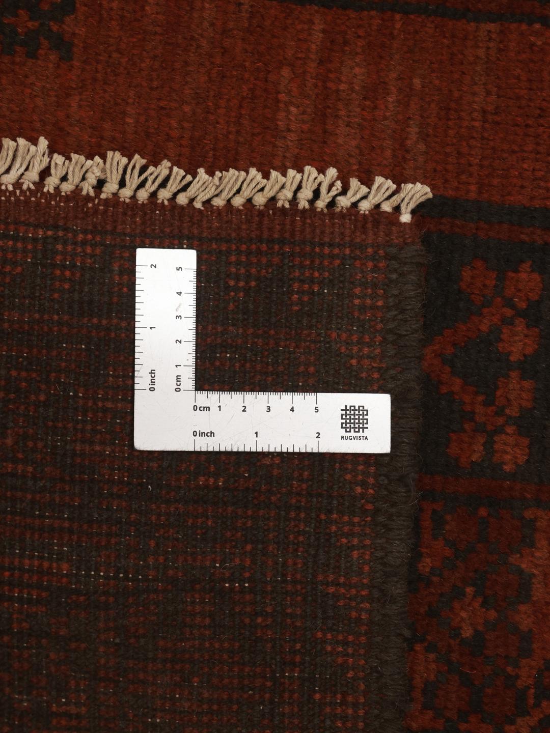 Tapis de couloir en laine rouge foncé noué à la main d'Afghanistan
