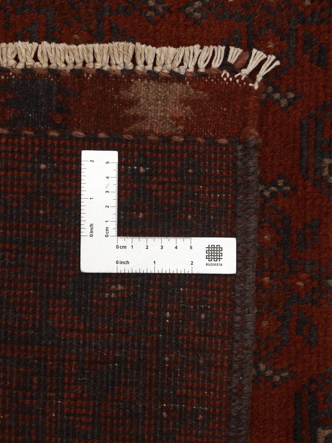 Met de hand geknoopt donkerrood wollen loper vloerkleed uit Afghanistan