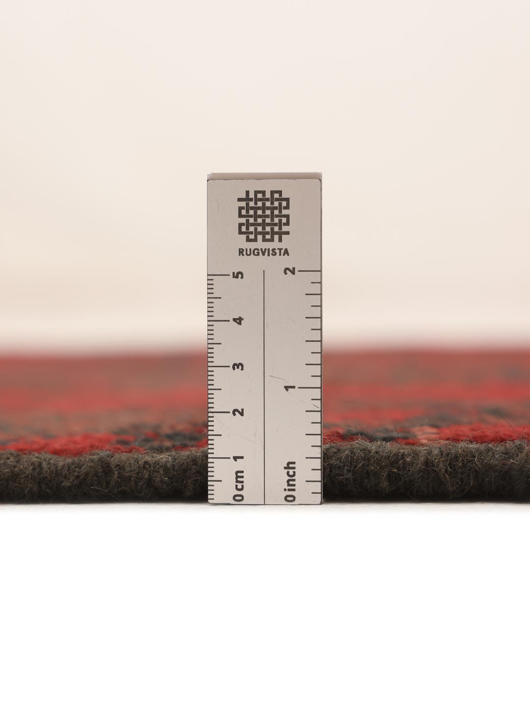 Tapis couloir en laine rouge foncé noué à la main en provenance d'Afghanistan