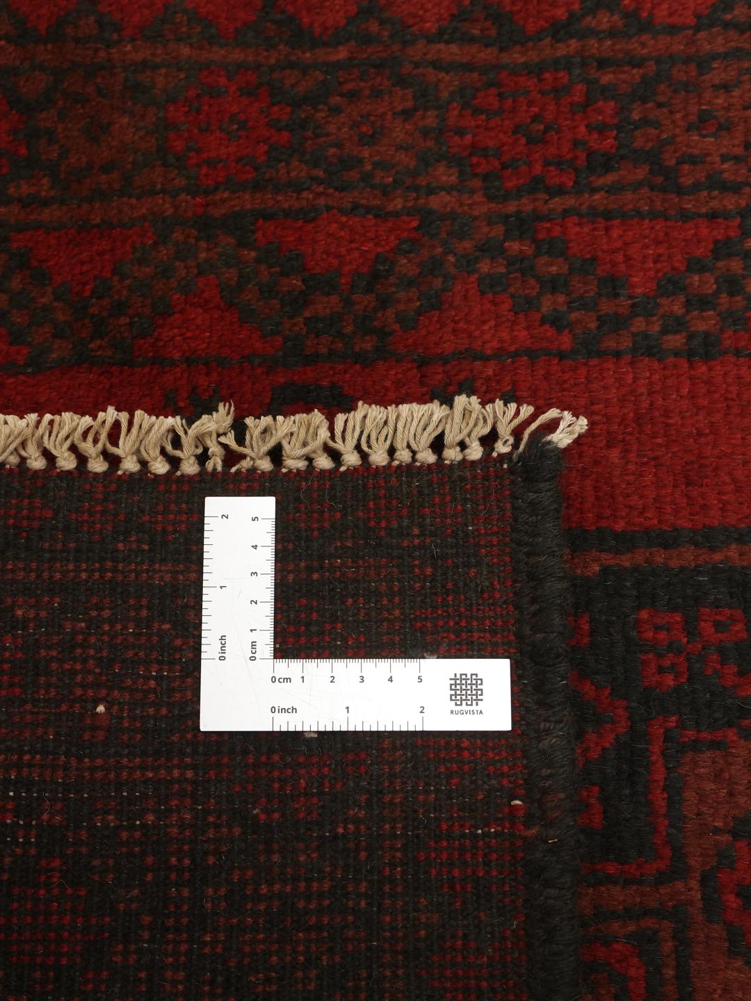 Tapis couloir en laine rouge foncé noué à la main en provenance d'Afghanistan
