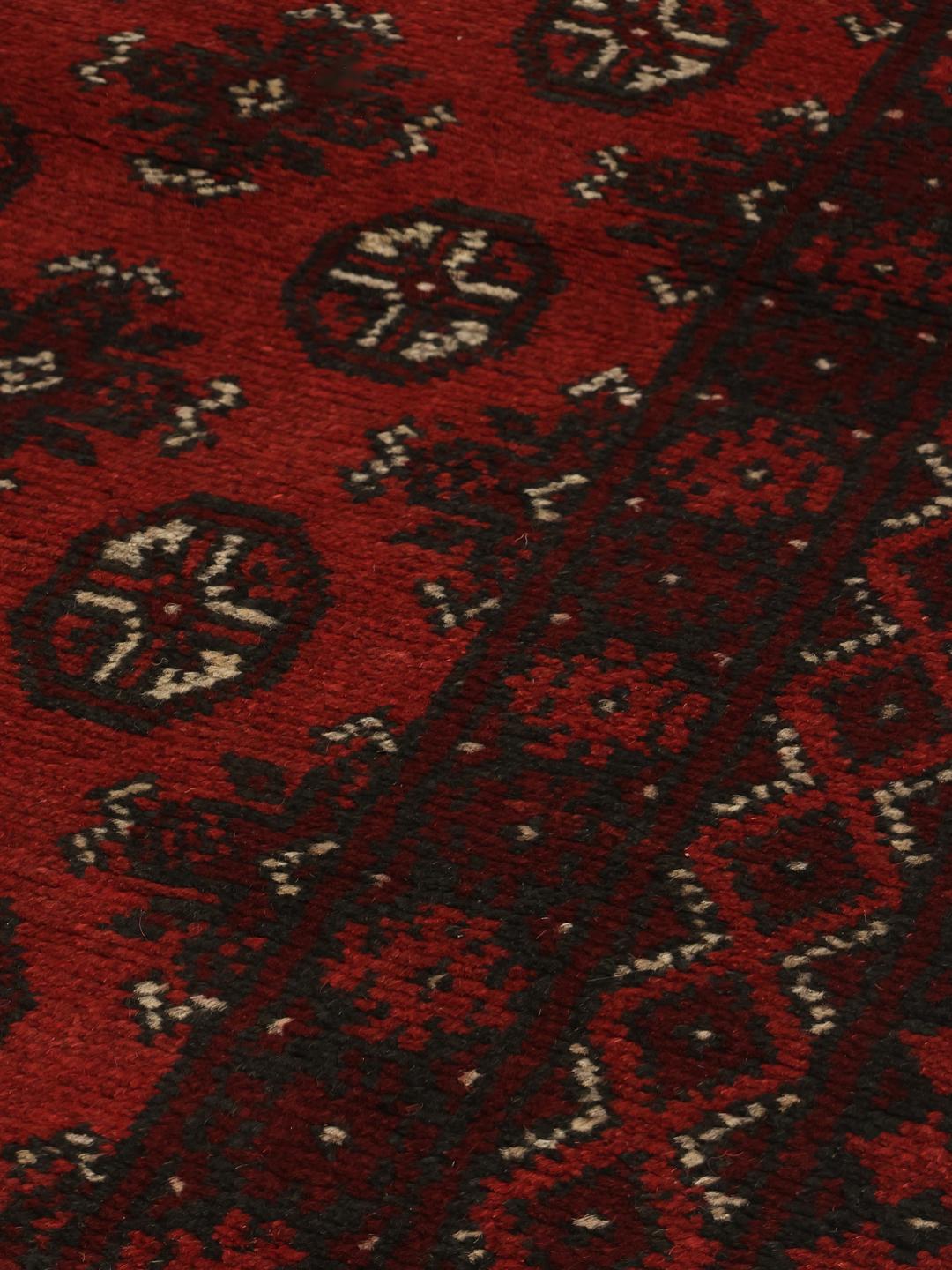 Hand-knotted Afghan Fine wool runner rug in dark red