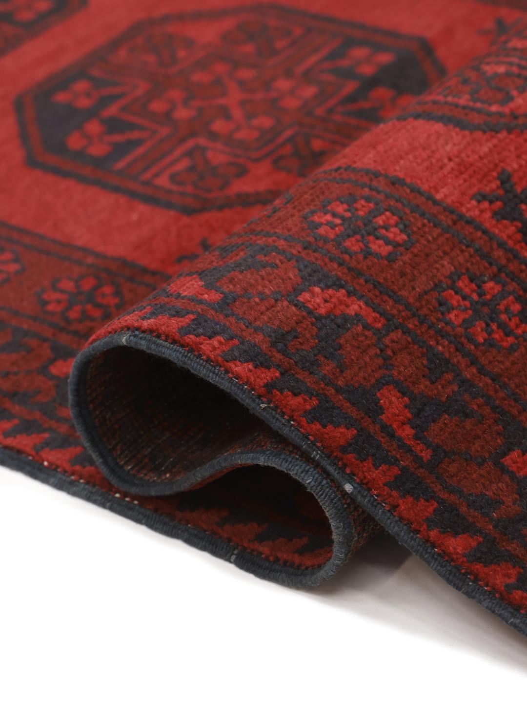 Tapis de couloir rouge fait main en provenance d'Afghanistan
