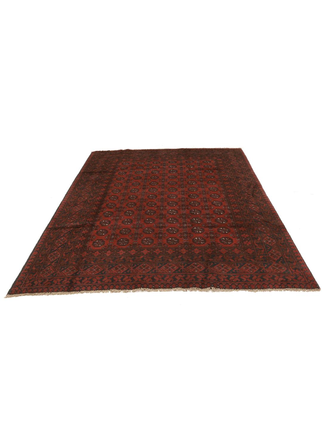 Hand-knotted dark-red wool rug from Afghanistan