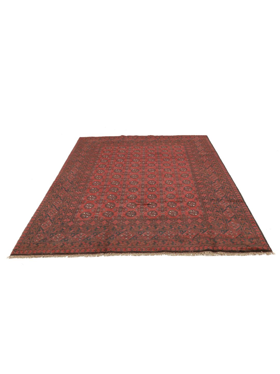 Hand-knotted dark-red wool rug from Afghanistan