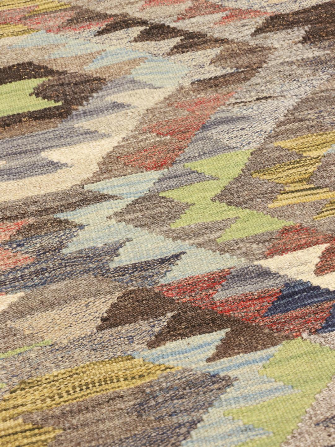 Hand-woven multicolor Kelim Ariana rug from Afghanistan
