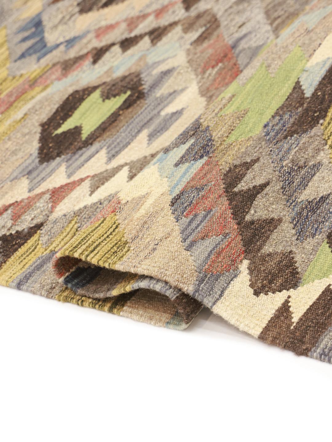 Hand-woven multicolor Kelim Ariana rug from Afghanistan