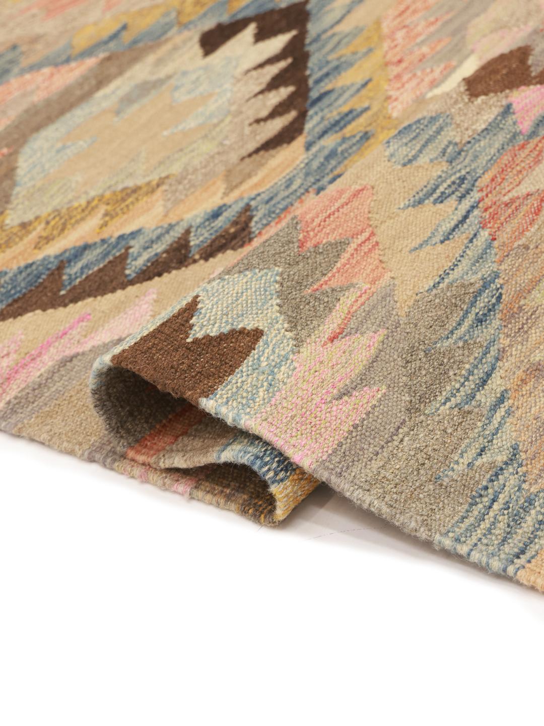Hand-woven multicolor Kilim Ariana rug from Afghanistan