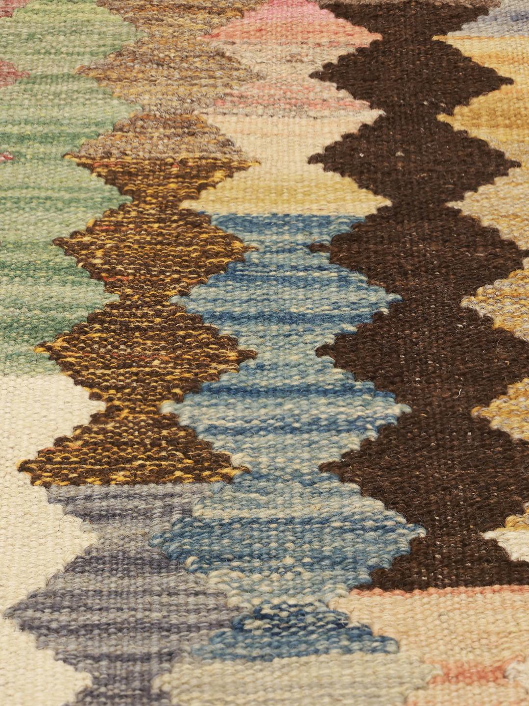 Handgeweven multikleur Kilim Ariana kleed uit Afghanistan