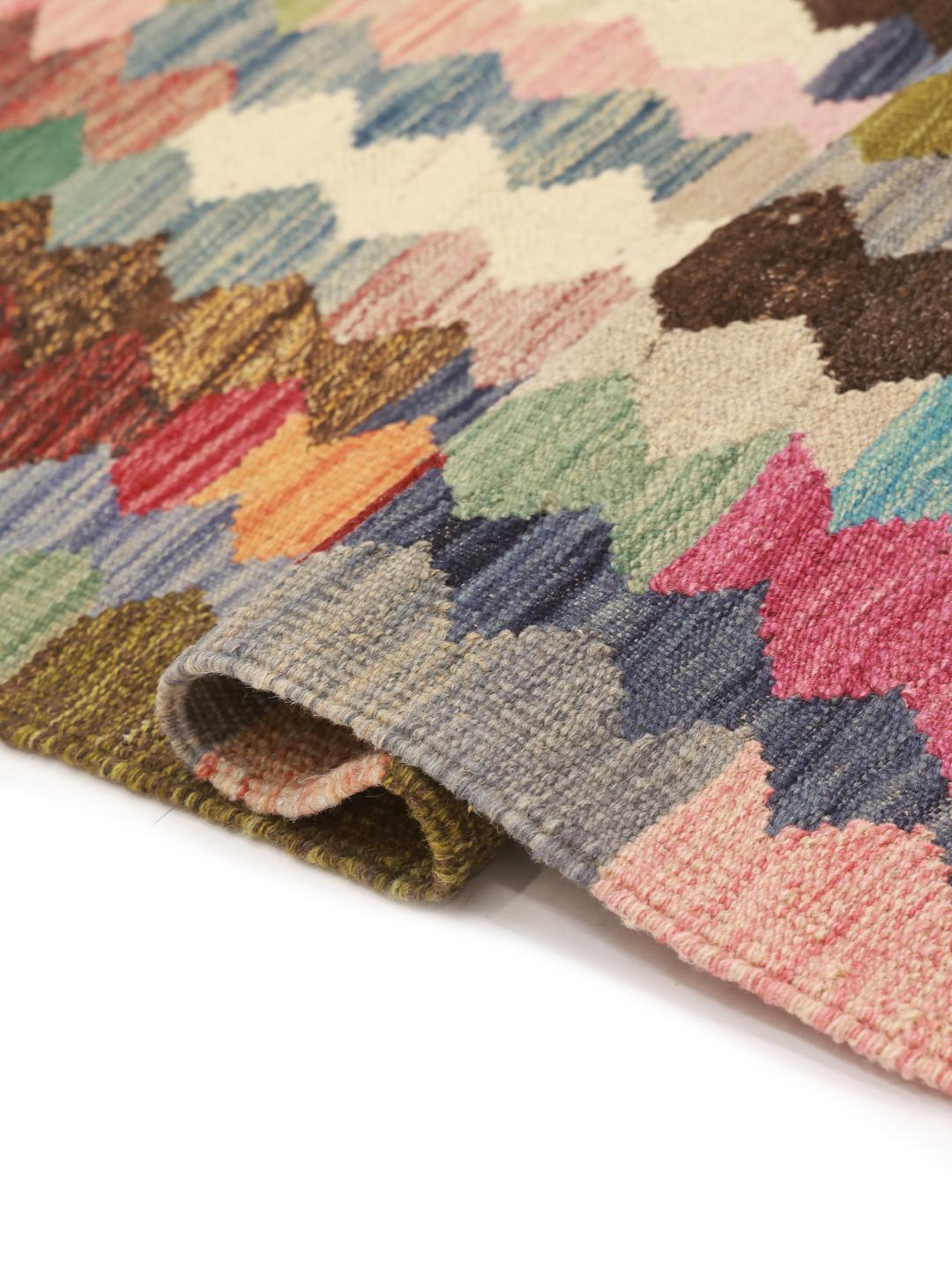 Handgeweven multikleur Kilim Ariana kleed uit Afghanistan