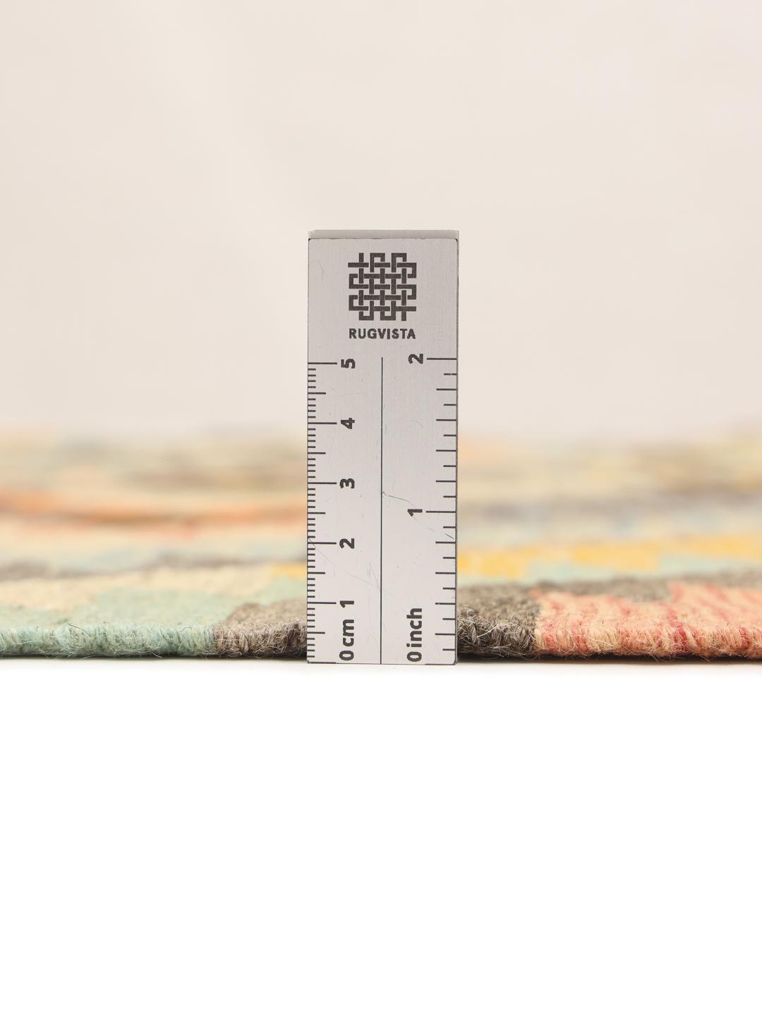 Hand-woven Kelim Ariana Trend wool rug from Afghanistan in multicolor and grey