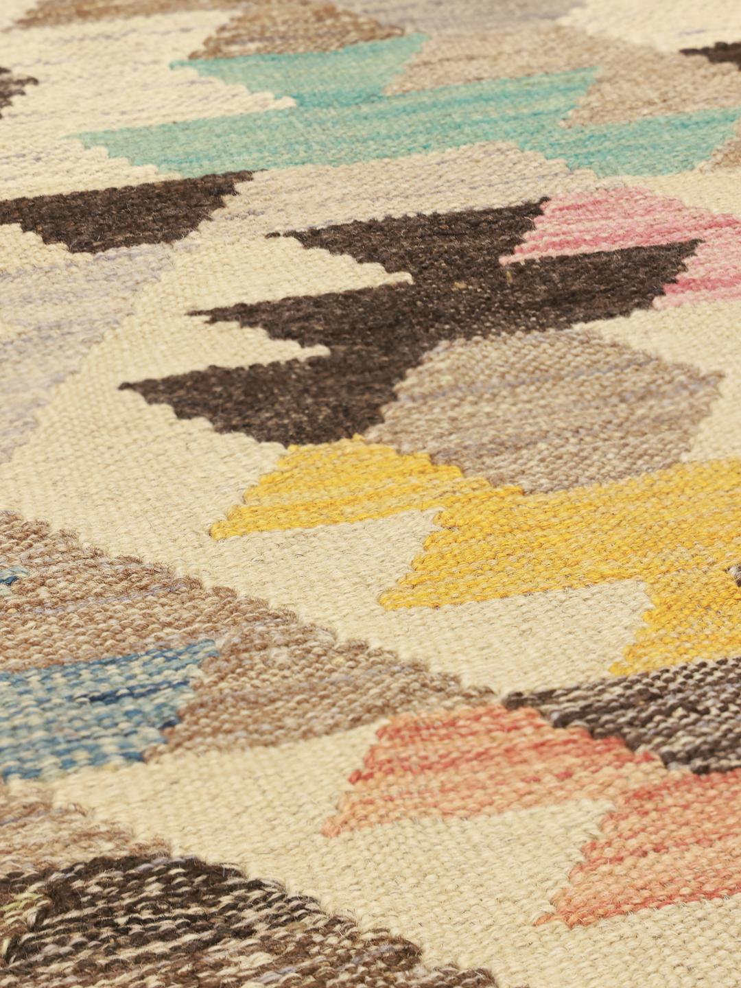 Handwoven multicolor Kelim Ariana Trend rug from Afghanistan