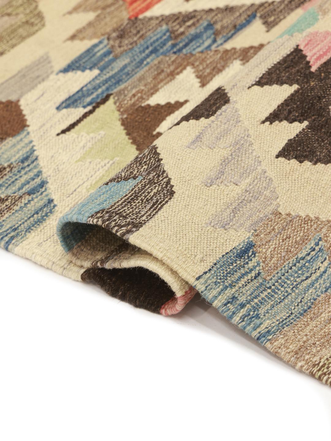 Handwoven multicolor Kelim Ariana Trend rug from Afghanistan