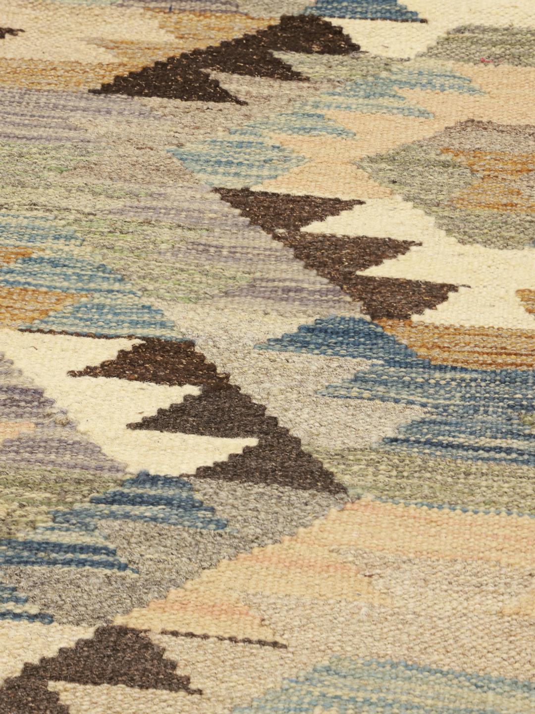 Hand-woven multicolor wool Kilim Ariana rug from Afghanistan