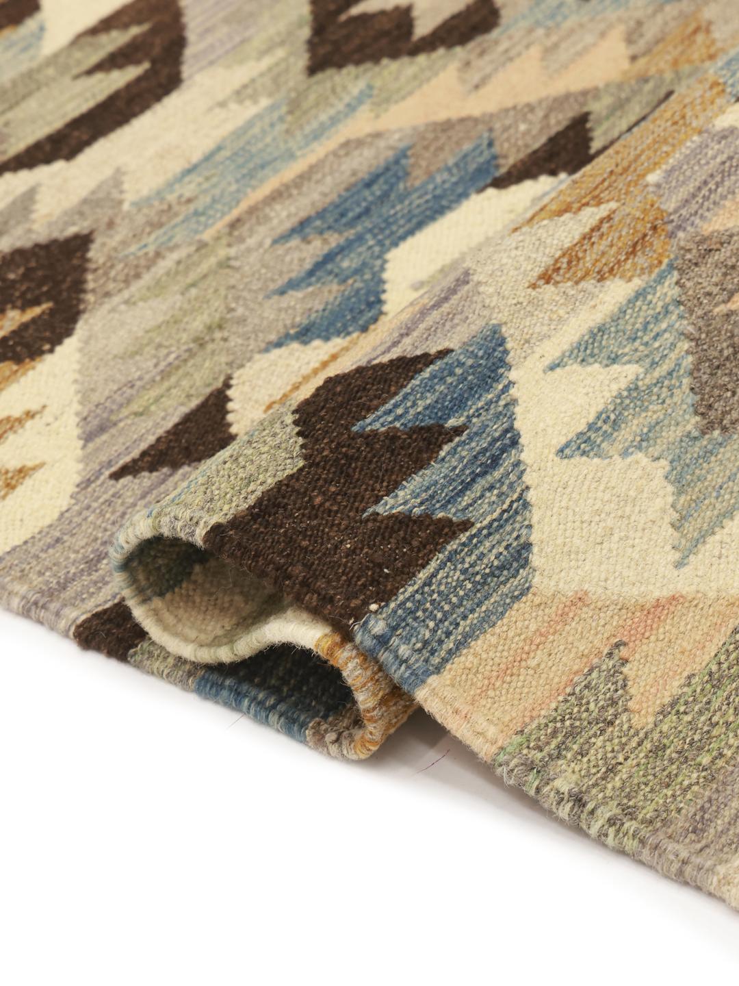 Hand-woven multicolor wool Kilim Ariana rug from Afghanistan