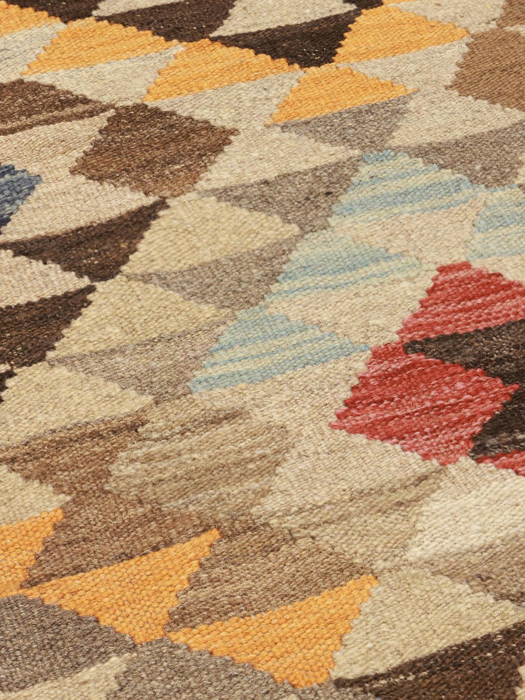 Hand-woven multicolor wool rug from Afghanistan