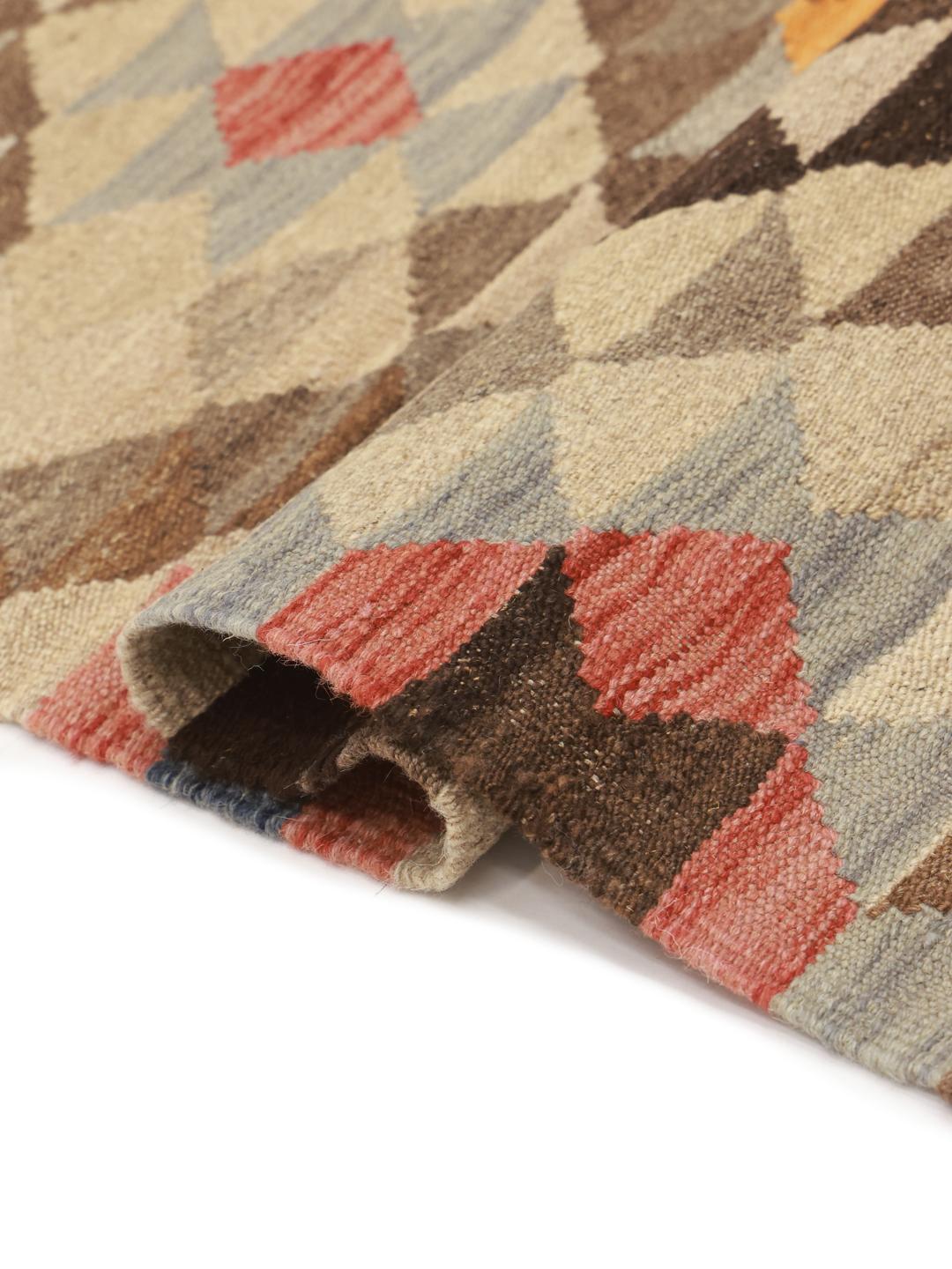 Hand-woven multicolor wool rug from Afghanistan