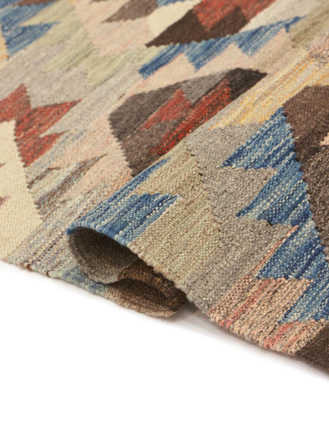 Multicolor hand-woven wool kilim rug from Afghanistan