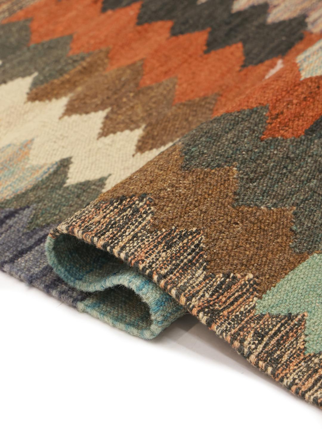 Hand-woven multicolor wool rug from Afghanistan