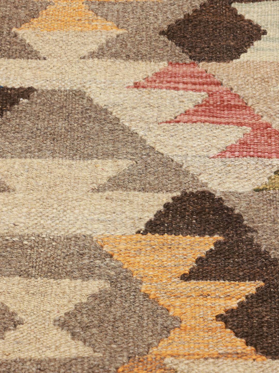 Hand-woven Kelim Ariana Trend rug from Afghanistan in beige and multicolor