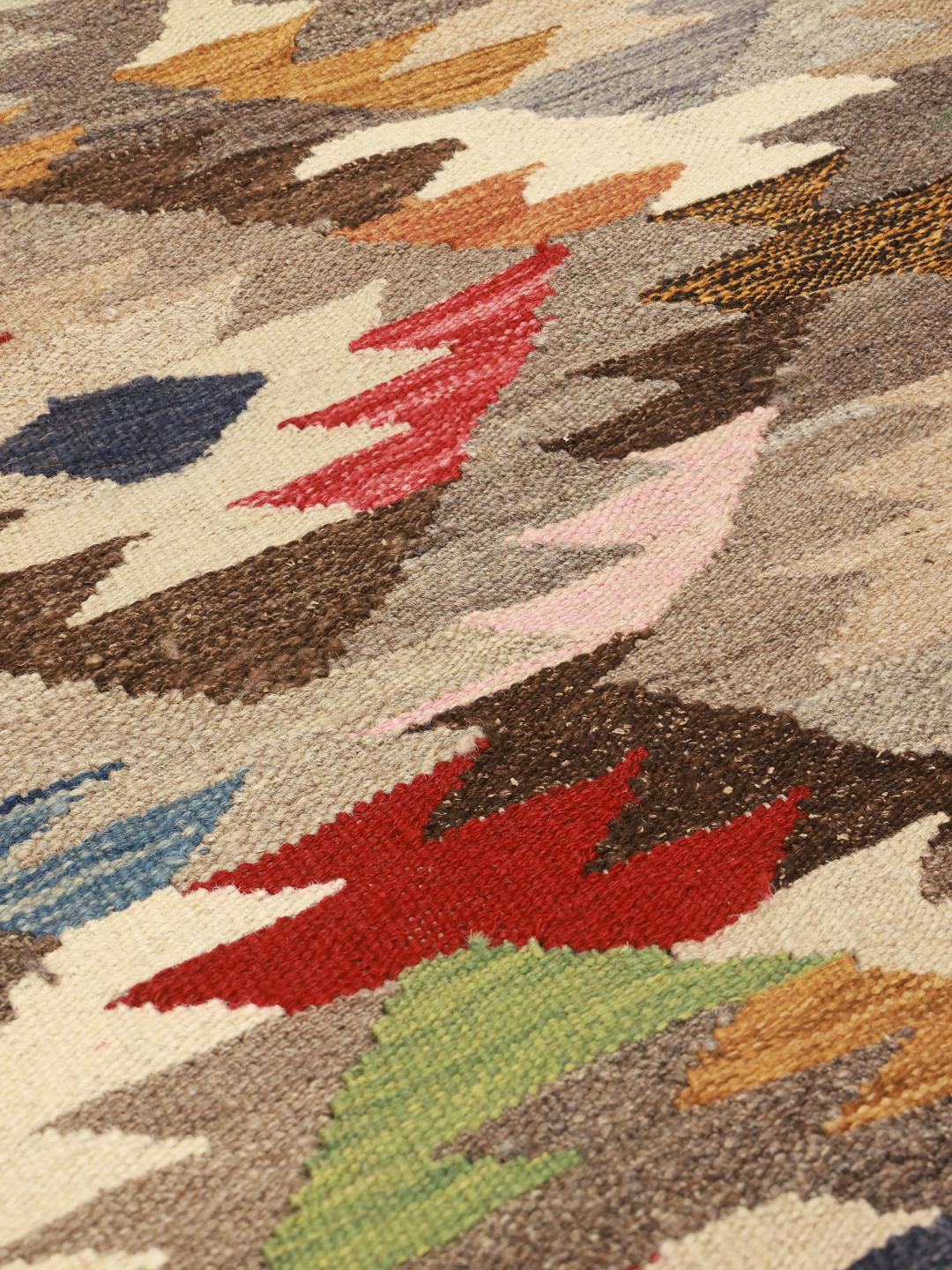 Handwoven multicolor wool rug from Afghanistan