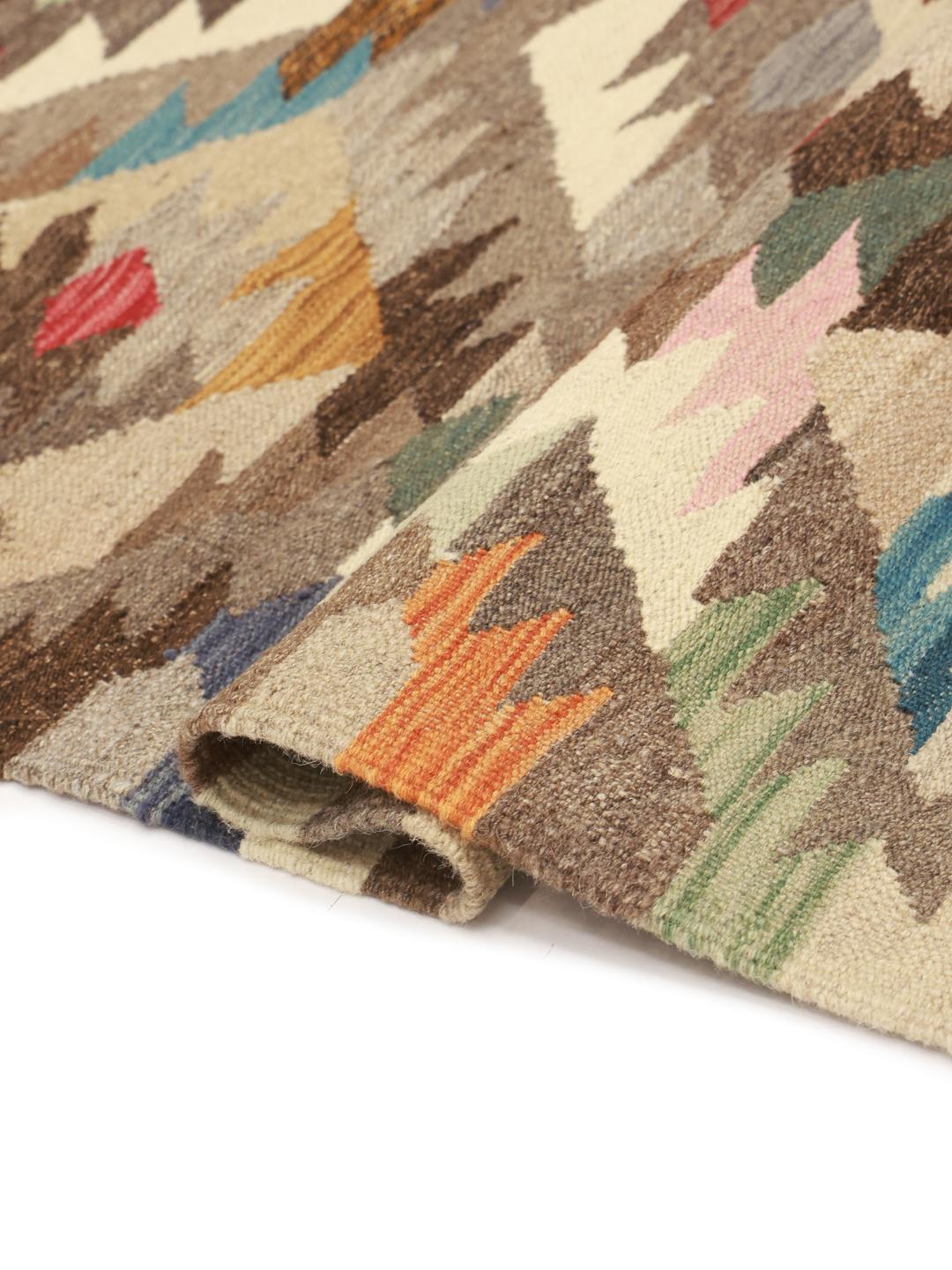Handwoven multicolor wool rug from Afghanistan