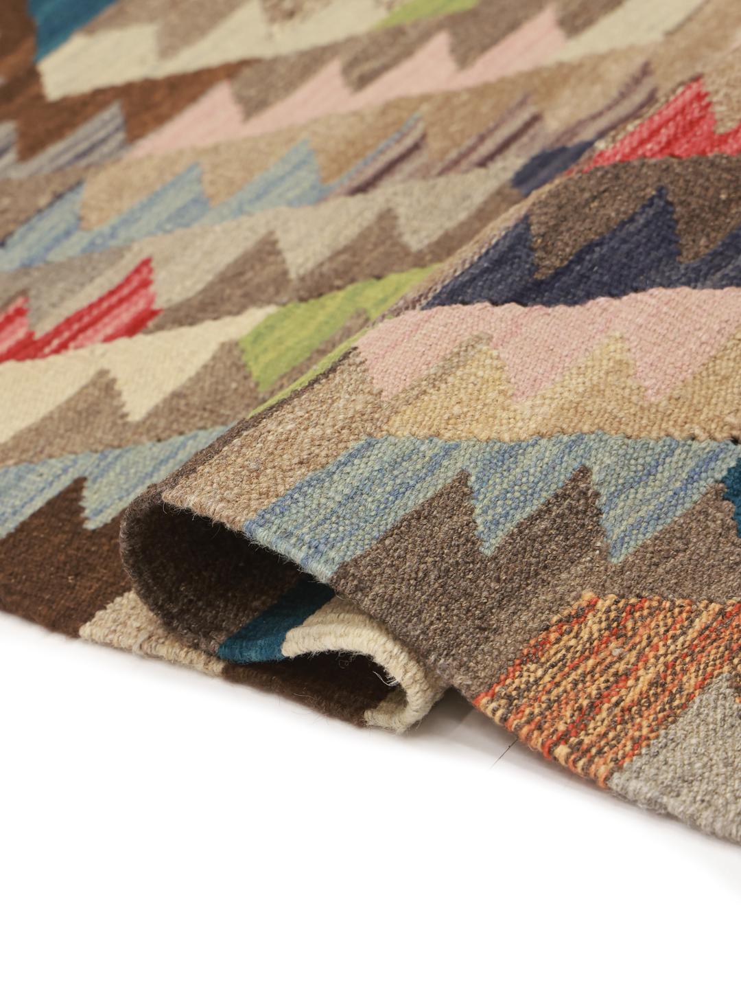 Handwoven multicolor wool rug from Afghanistan