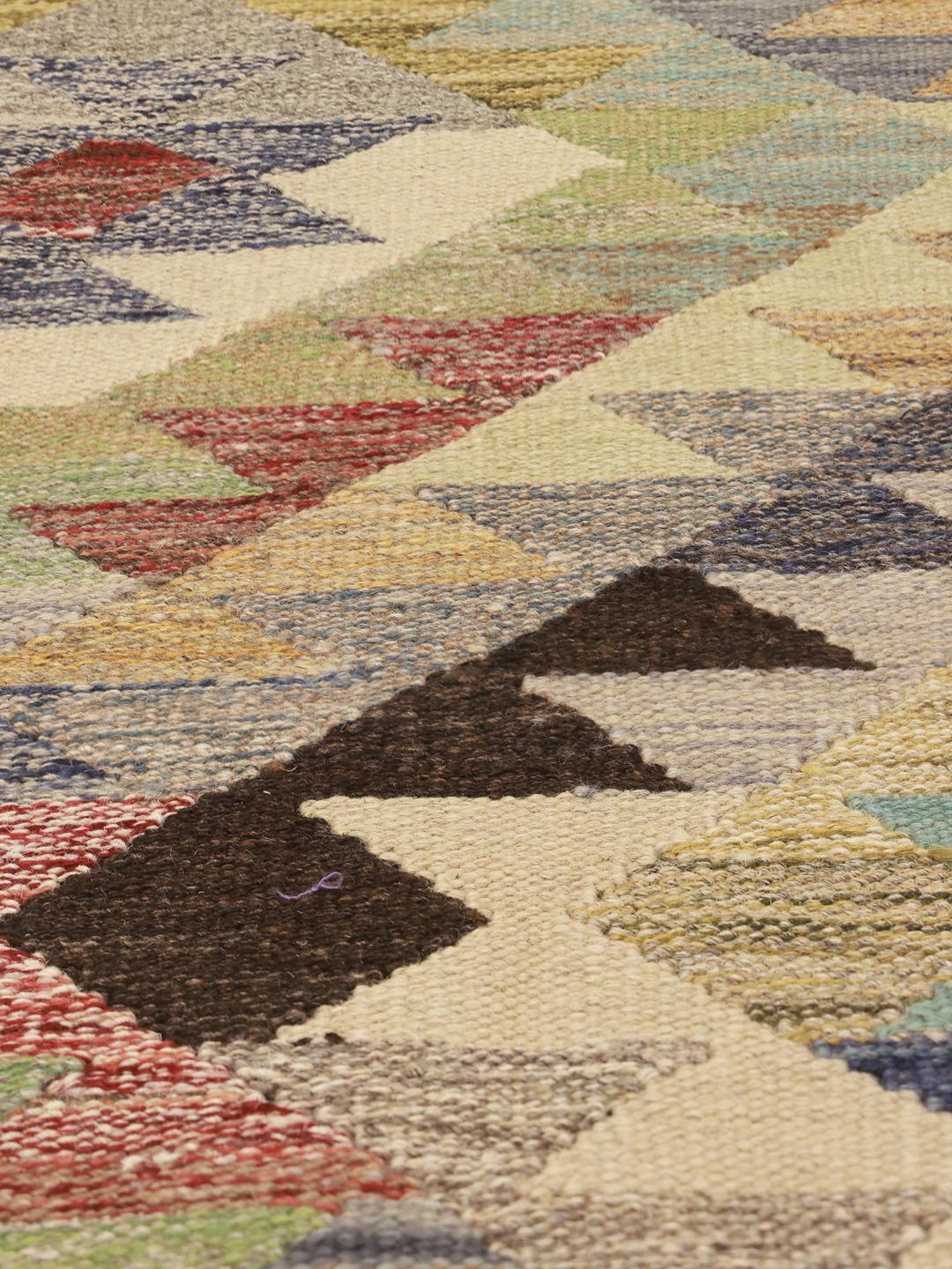 Hand-woven multicolor wool rug from Afghanistan