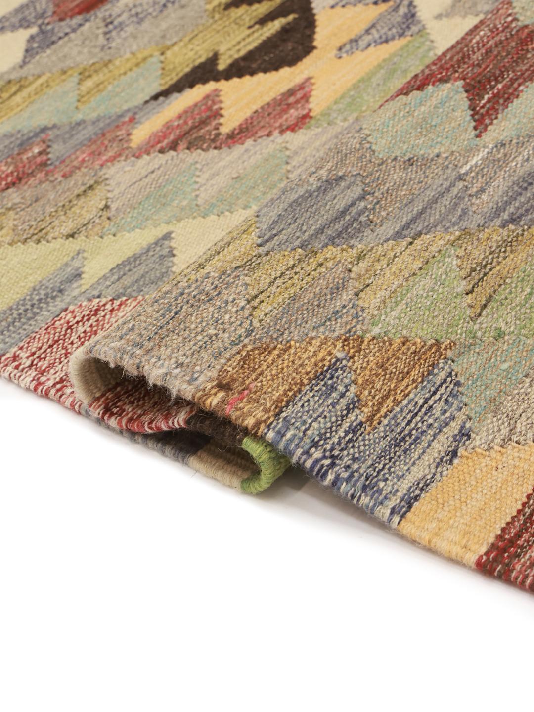 Hand-woven multicolor wool rug from Afghanistan