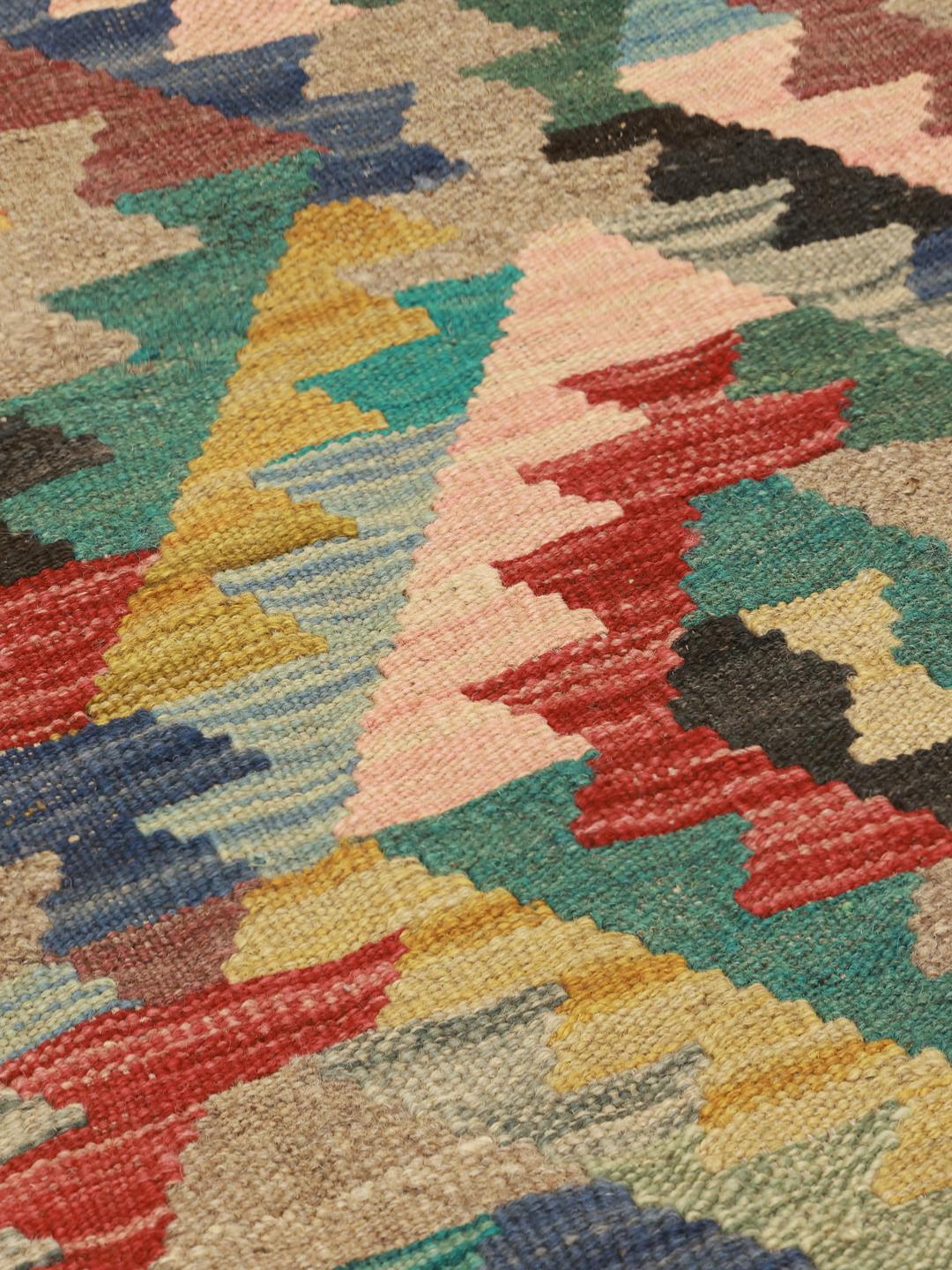 Tapis Kilim Ariana multicolore tissé à la main en provenance d'Afghanistan
