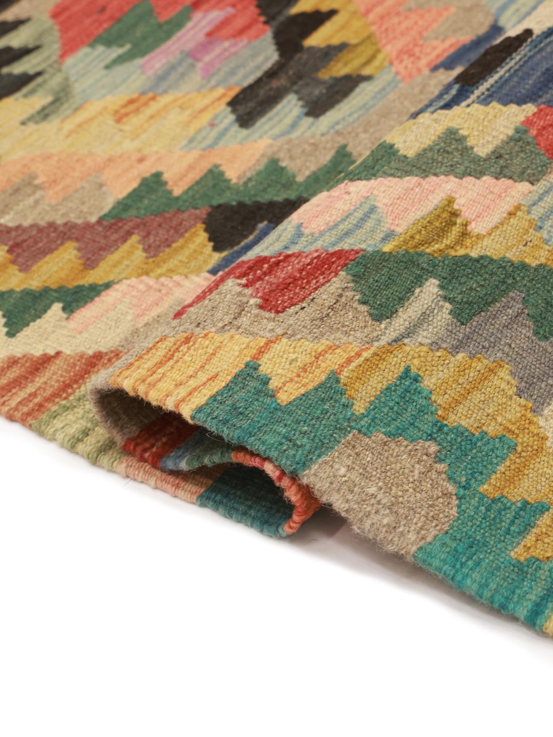 Tapis Kilim Ariana multicolore tissé à la main en provenance d'Afghanistan