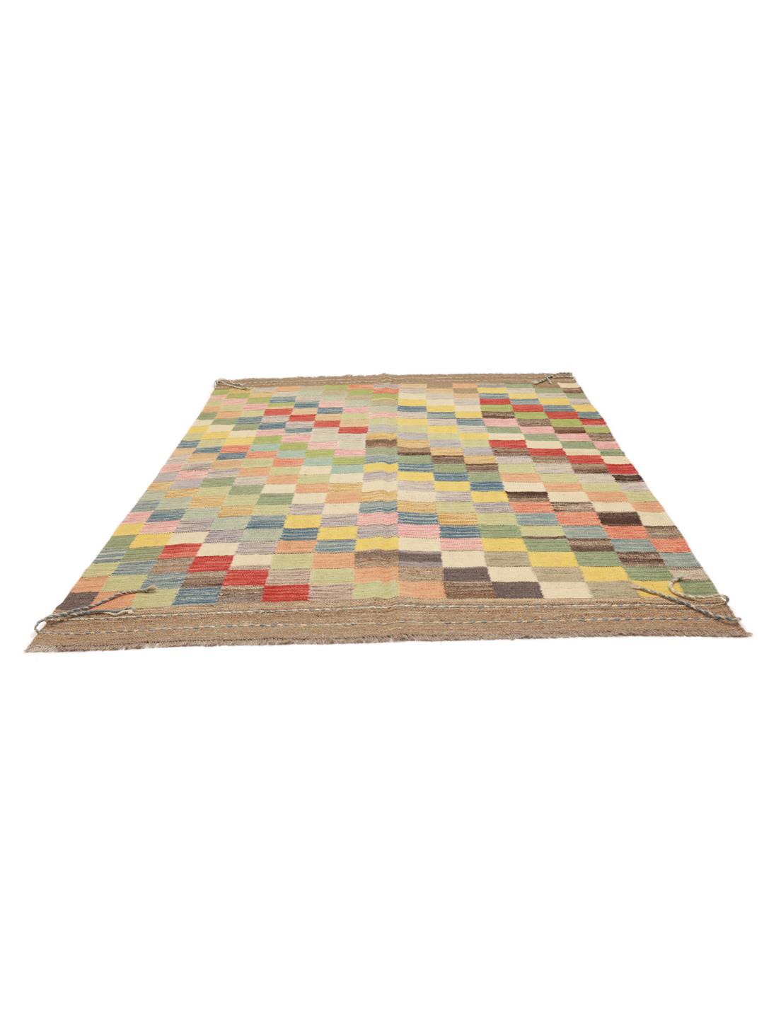 Handgeweven multicolor wollen vloerkleed uit Afghanistan