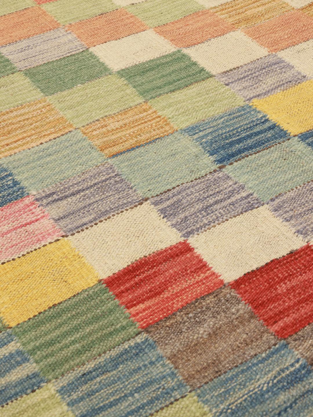 Handgeweven multicolor wollen vloerkleed uit Afghanistan