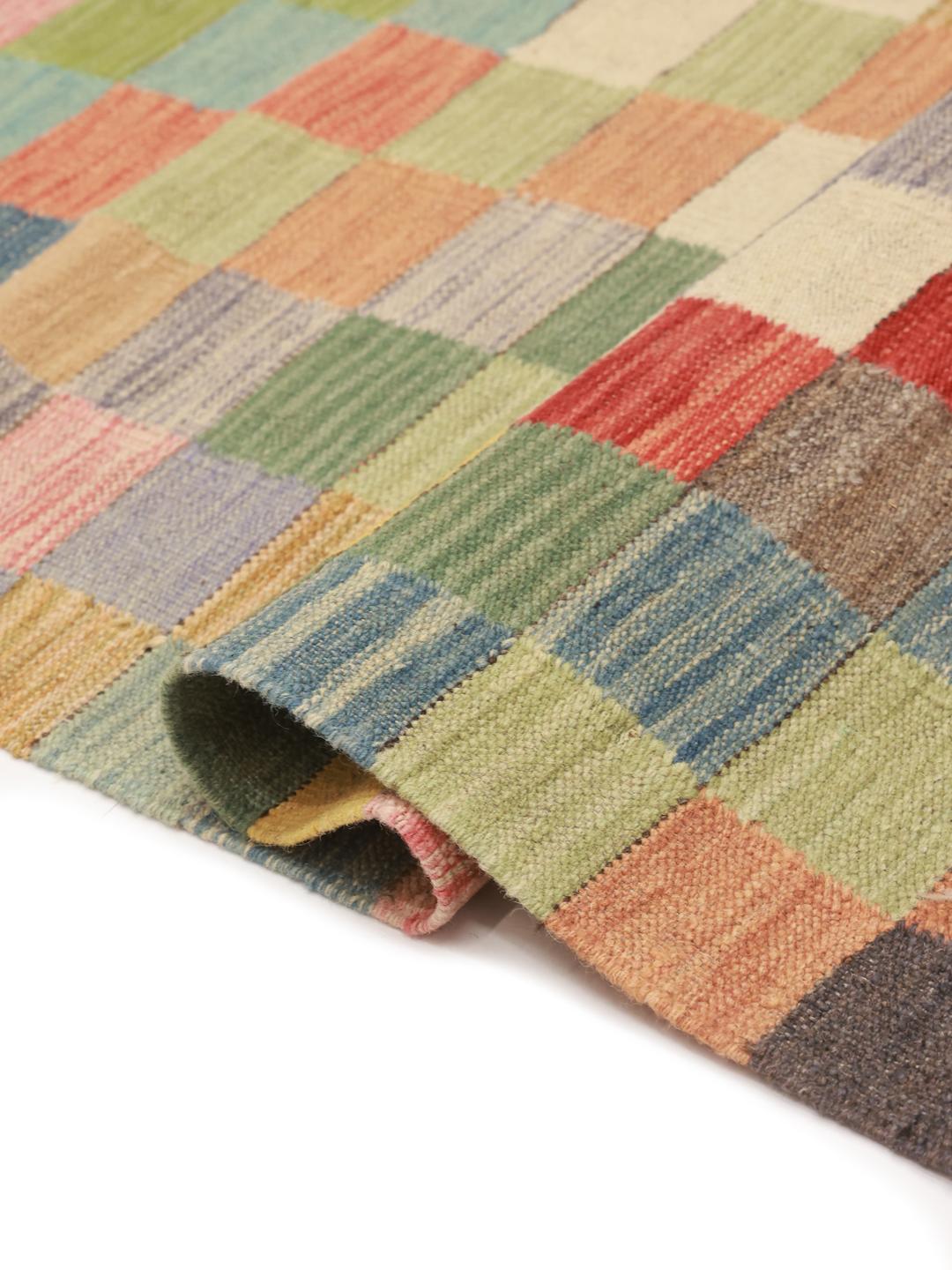 Handgeweven multicolor wollen vloerkleed uit Afghanistan