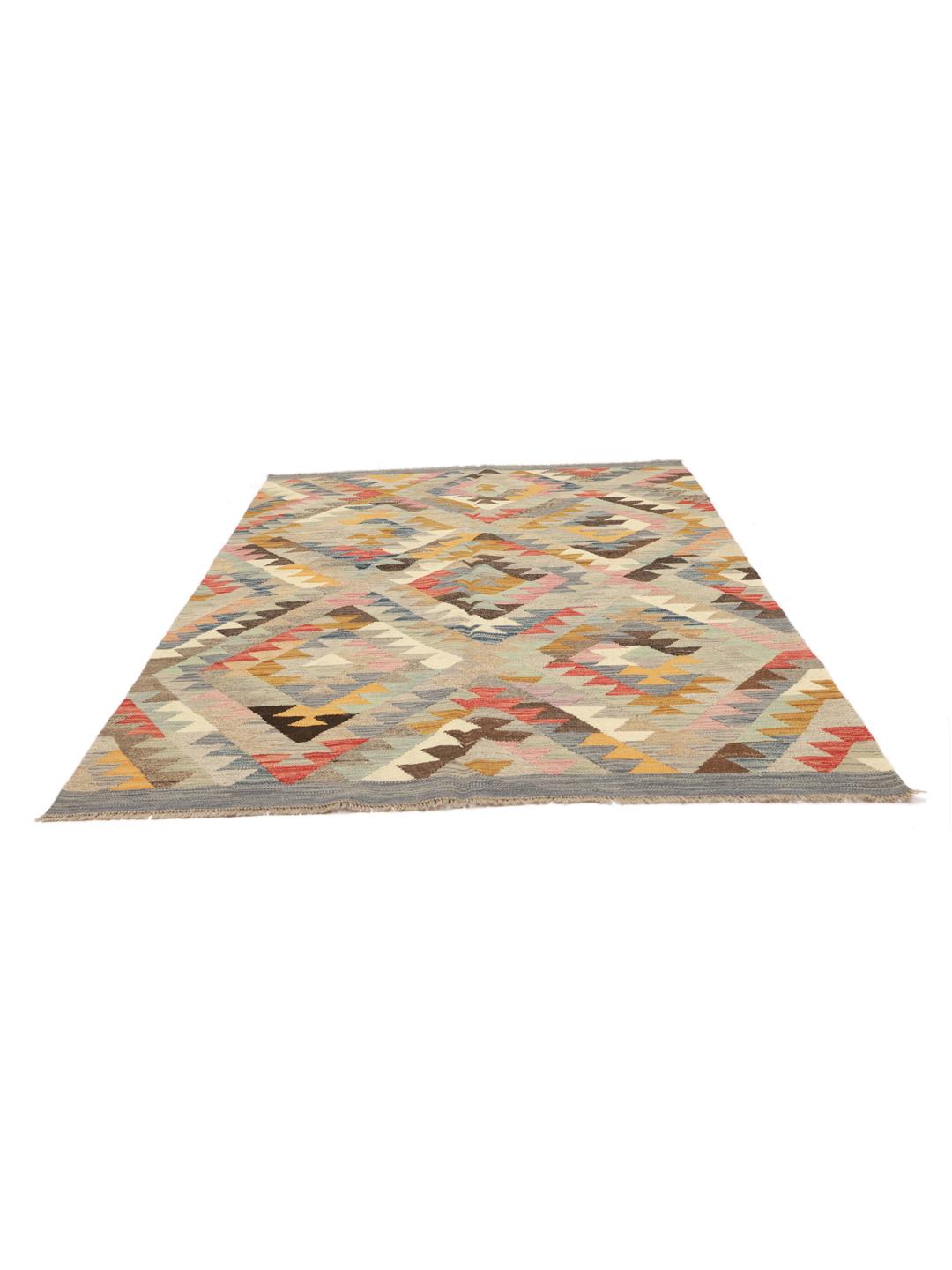Håndvævet multifarvet Kelim Ariana Trend-tæppe fra Afghanistan