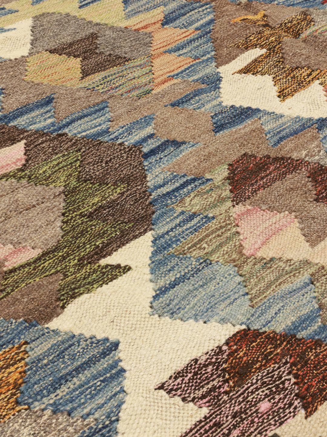 Hand-woven multicolor wool Kilim Ariana Trend rug from Afghanistan