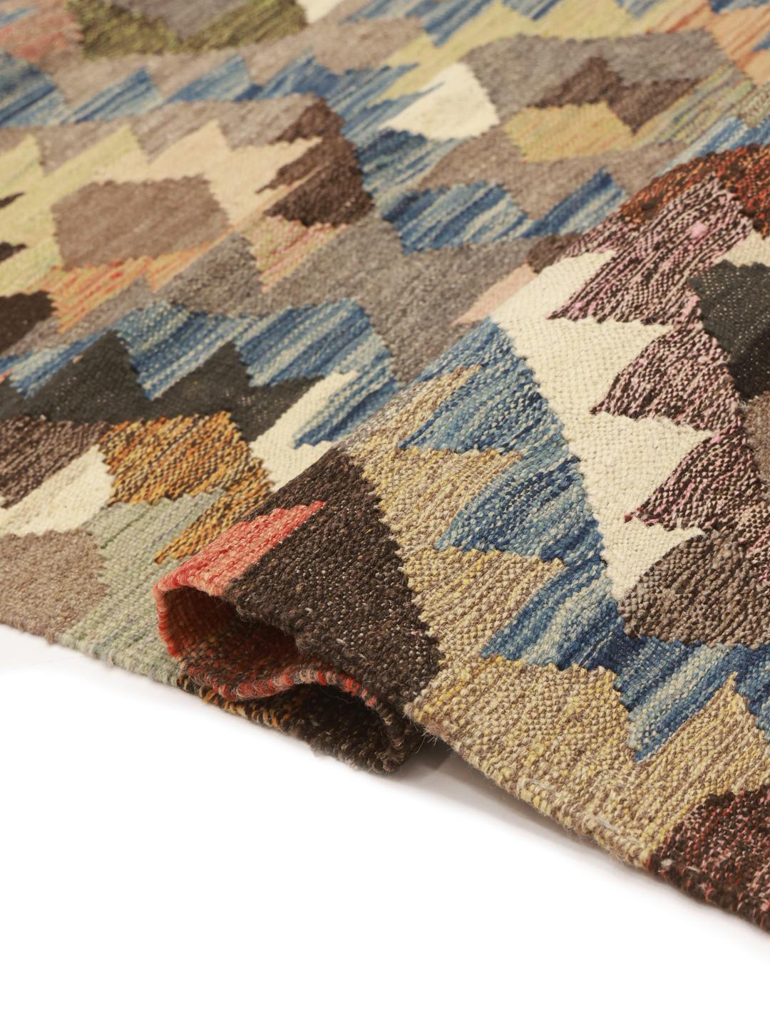 Hand-woven multicolor wool Kilim Ariana Trend rug from Afghanistan