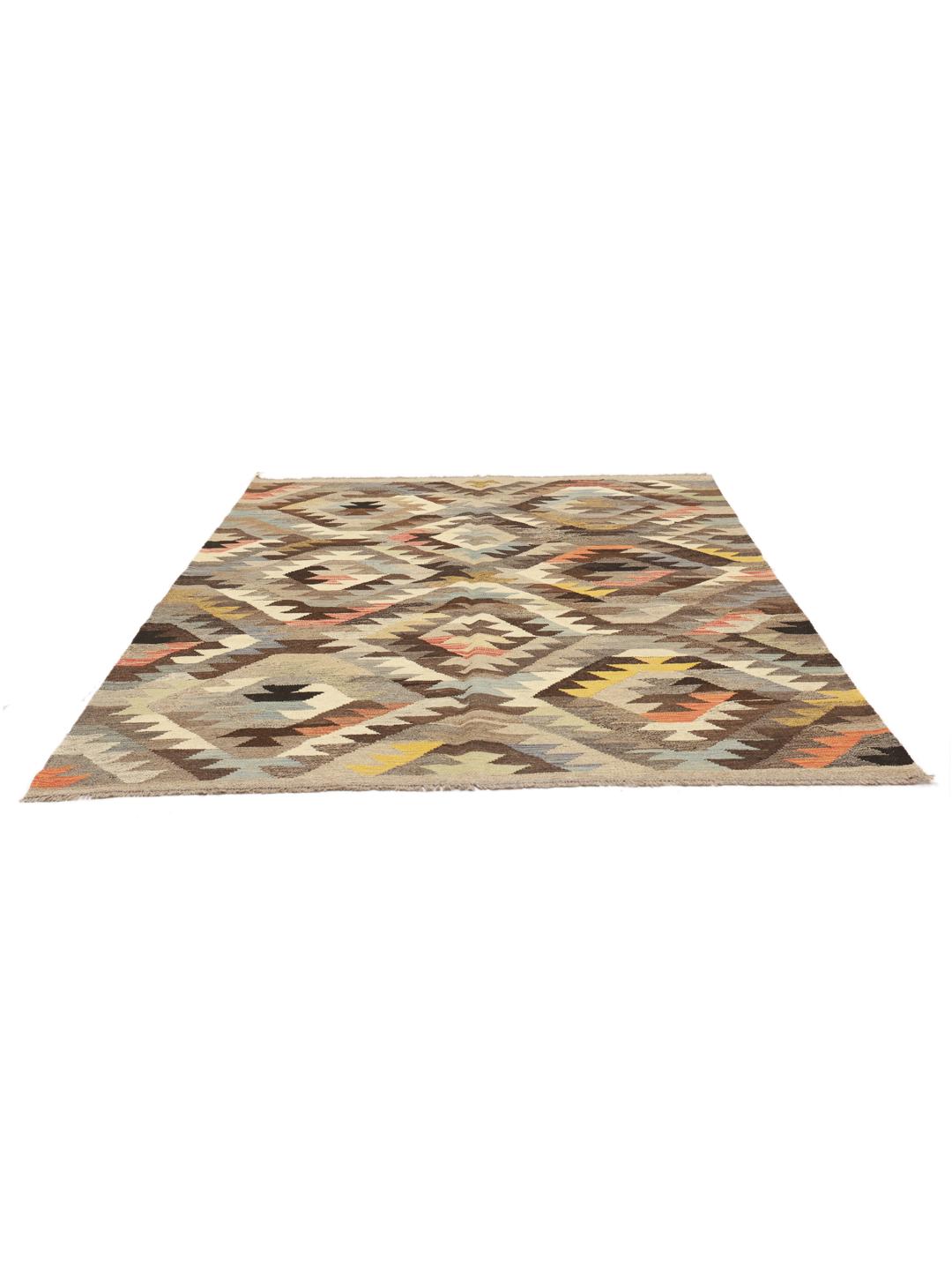 Tapis Kilim Ariana tissé à main en gris et multicolore d'Afghanistan