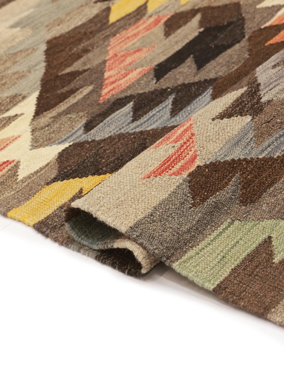 Tapis Kilim Ariana tissé à main en gris et multicolore d'Afghanistan