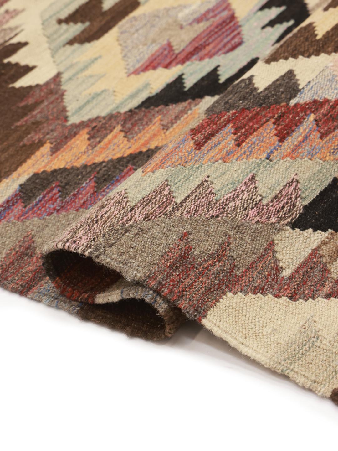 Hand-woven multicolor kilim rug from Afghanistan