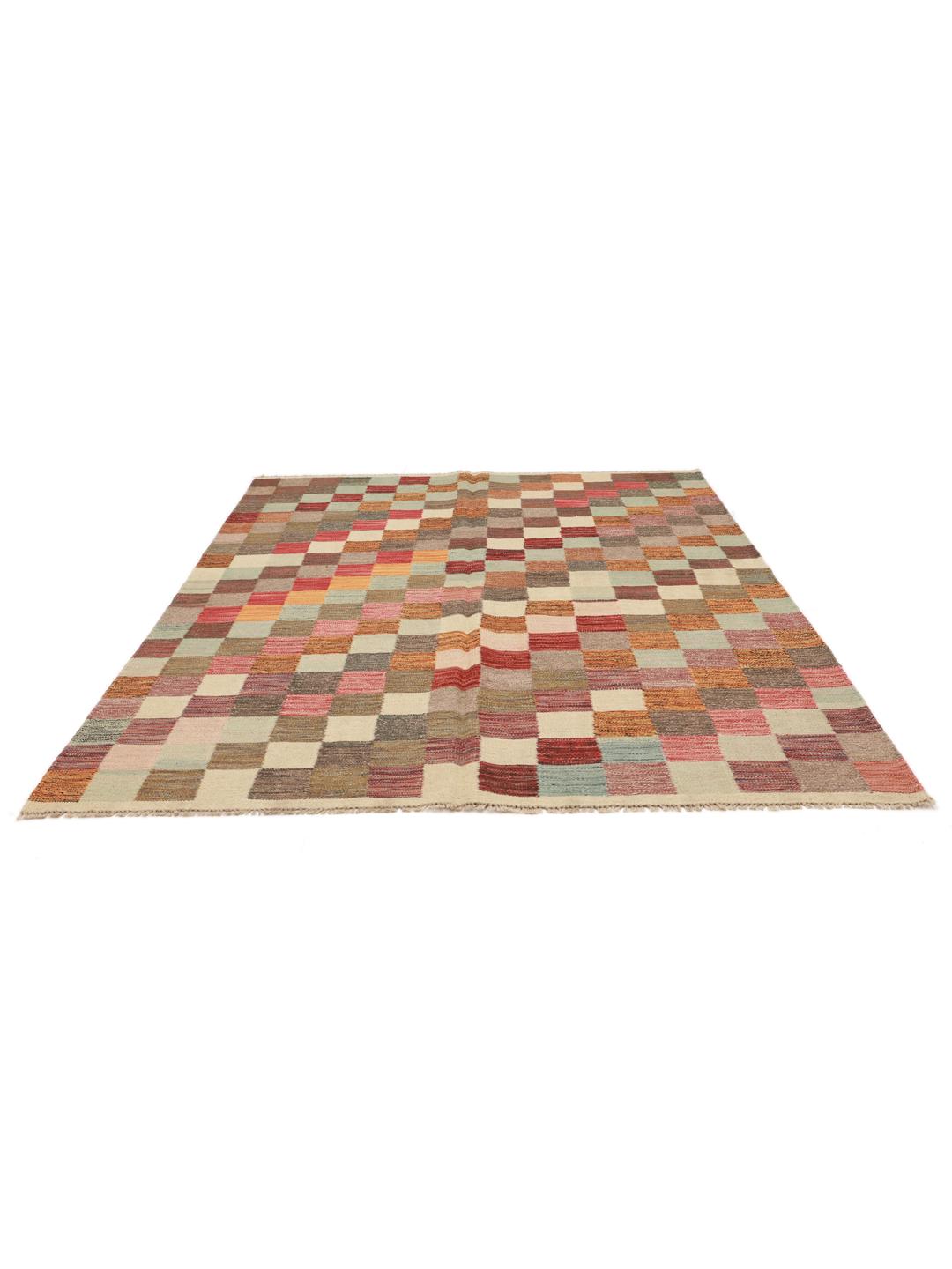 Handgeweven multicolor Kelim Ariana Trend wollen vloerkleed uit Afghanistan